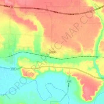 Topografische Karte 古交镇, Höhe, Relief