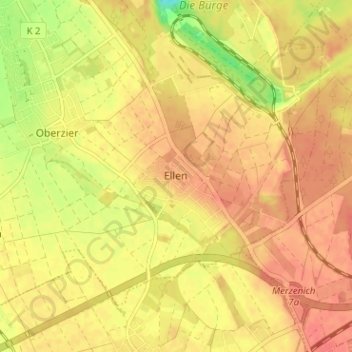 Topografische Karte Ellen, Höhe, Relief