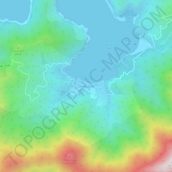 Topografische Karte Okiwi Bay, Höhe, Relief