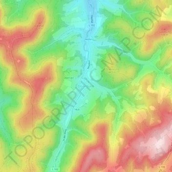 Topografische Karte Dörlinbach, Höhe, Relief