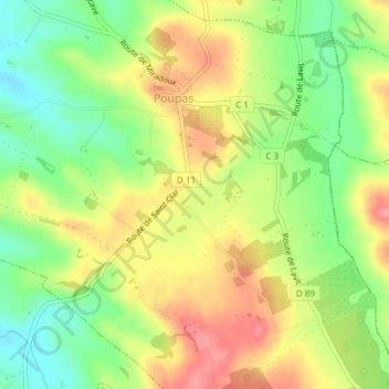 Topografische Karte Espagne Sud, Höhe, Relief