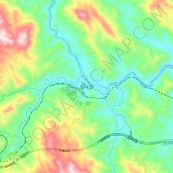 Topografische Karte 剑斗镇, Höhe, Relief