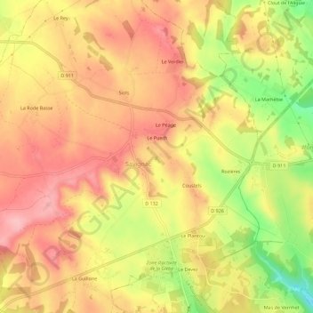 Topografische Karte L'Église, Höhe, Relief