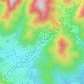 Topografische Karte Houppach, Höhe, Relief