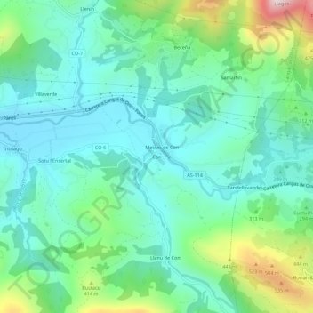 Topografische Karte Con, Höhe, Relief