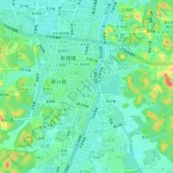 Topografische Karte 仓夏, Höhe, Relief