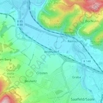 Topografische Karte Wöhlsdorf, Höhe, Relief