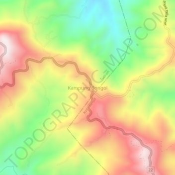 Topografische Karte Kampung Bongol, Höhe, Relief