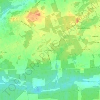 Topografische Karte La République, Höhe, Relief