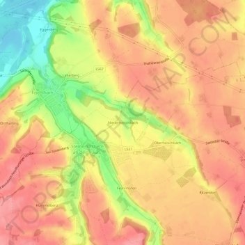 Topografische Karte Niederheischbach, Höhe, Relief