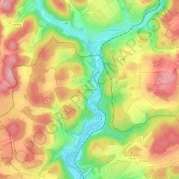 Topografische Karte Mariaberg, Höhe, Relief