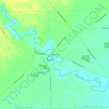 Topografische Karte Mooreville, Höhe, Relief