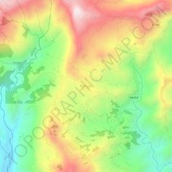 Topografische Karte Kihun, Höhe, Relief