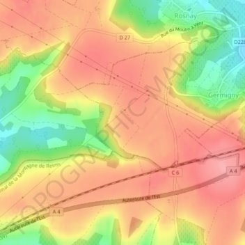 Topografische Karte La Queue des Marais, Höhe, Relief