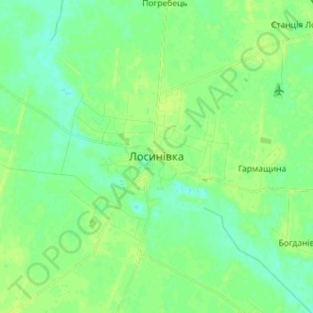 Topografische Karte Лосиновка, Höhe, Relief