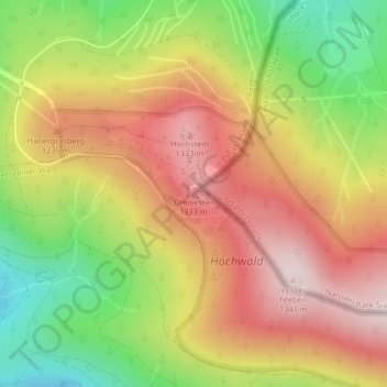 Topografische Karte Dreisessel, Höhe, Relief