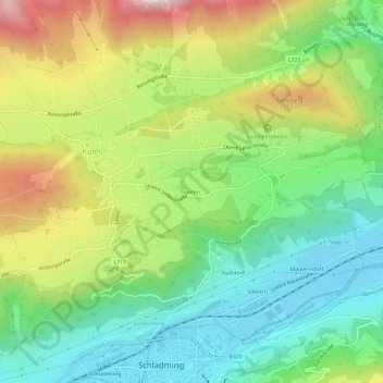 Topografische Karte Leiten, Höhe, Relief