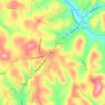 Topografische Karte Sardis, Höhe, Relief