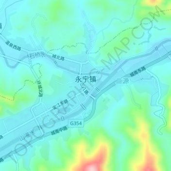 Topografische Karte 县城, Höhe, Relief