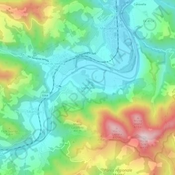 Topografische Karte Sperticano, Höhe, Relief