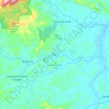 Topografische Karte Titi, Höhe, Relief