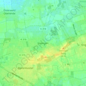 Topografische Karte Stelingen, Höhe, Relief