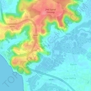 Topografische Karte Curca, Höhe, Relief