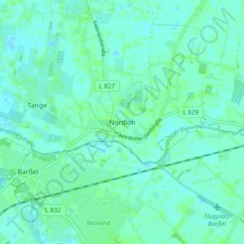 Topografische Karte Nordloh, Höhe, Relief