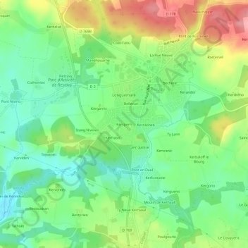 Topografische Karte Kerspern, Höhe, Relief