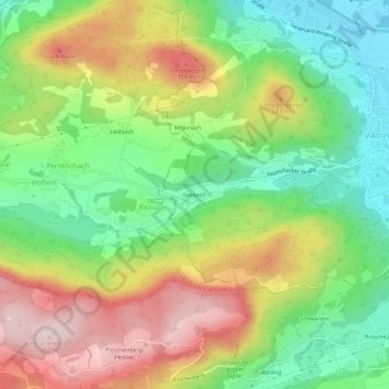 Topografische Karte Seebach, Höhe, Relief