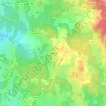 Topografische Karte Artiges, Höhe, Relief