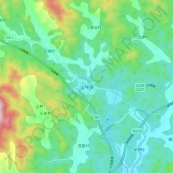 Topografische Karte 上坪镇, Höhe, Relief