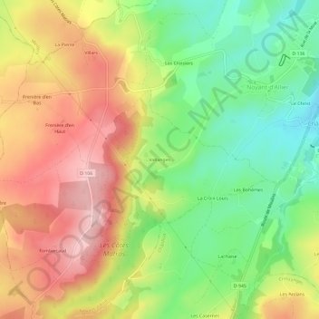 Topografische Karte Valtanges, Höhe, Relief