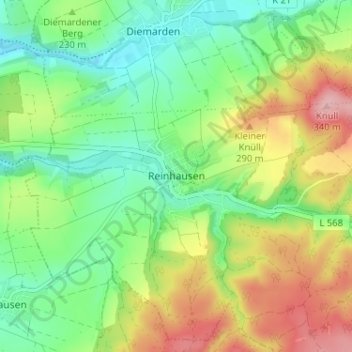 Topografische Karte Reinhausen, Höhe, Relief