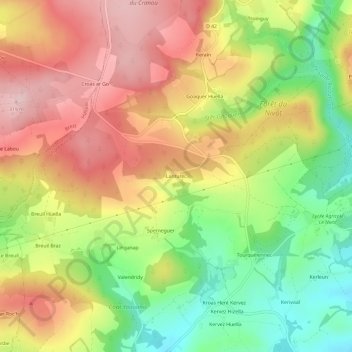 Topografische Karte Lanturec, Höhe, Relief