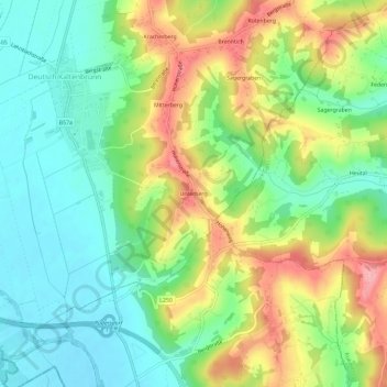Topografische Karte Unterberg, Höhe, Relief