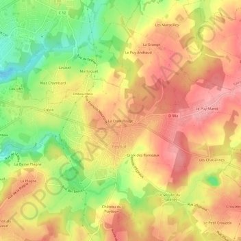 Topografische Karte La Croix Rouge, Höhe, Relief