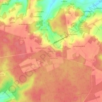 Topografische Karte La Verrerie, Höhe, Relief