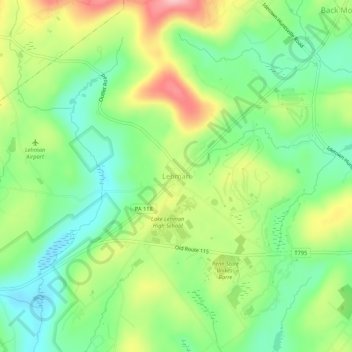 Topografische Karte Lehman, Höhe, Relief