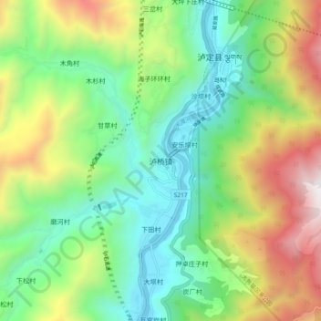 Topografische Karte 泸桥镇, Höhe, Relief