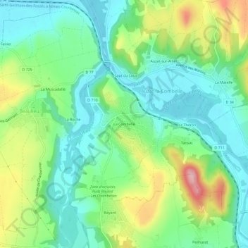Topografische Karte La Combelle, Höhe, Relief