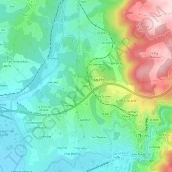 Topografische Karte Pinon, Höhe, Relief
