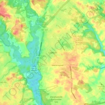 Topografische Karte Crofton, Höhe, Relief