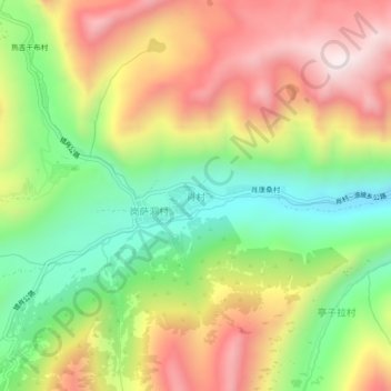 Topografische Karte 肖村, Höhe, Relief