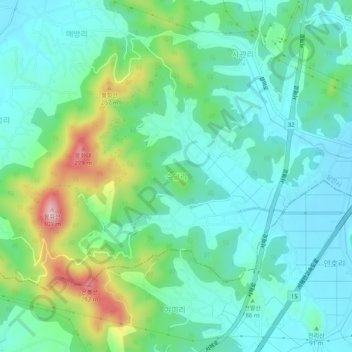 Topografische Karte 수당리, Höhe, Relief