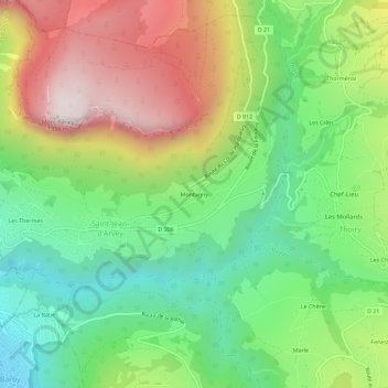 Topografische Karte Montagny, Höhe, Relief