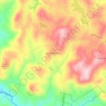 Topografische Karte Pine Shore Lakes, Höhe, Relief