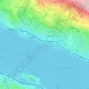 Topografische Karte Obermeilen, Höhe, Relief