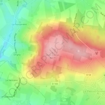 Topografische Karte Mont Pinçon, Höhe, Relief