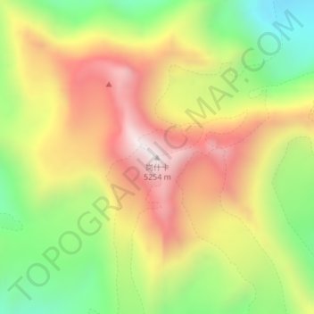 Topografische Karte 岗什卡, Höhe, Relief